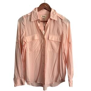 L'Agence Lunetta Utility Blouse XS 0 2 Pink Blush Nectar Shirt Top Button Career